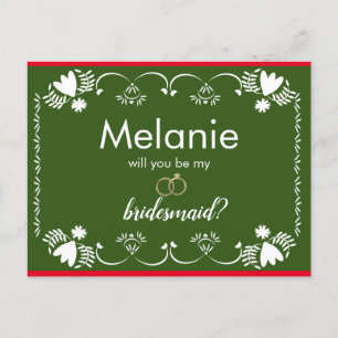 Papel Picado Green Bridesmaid Proposal Card