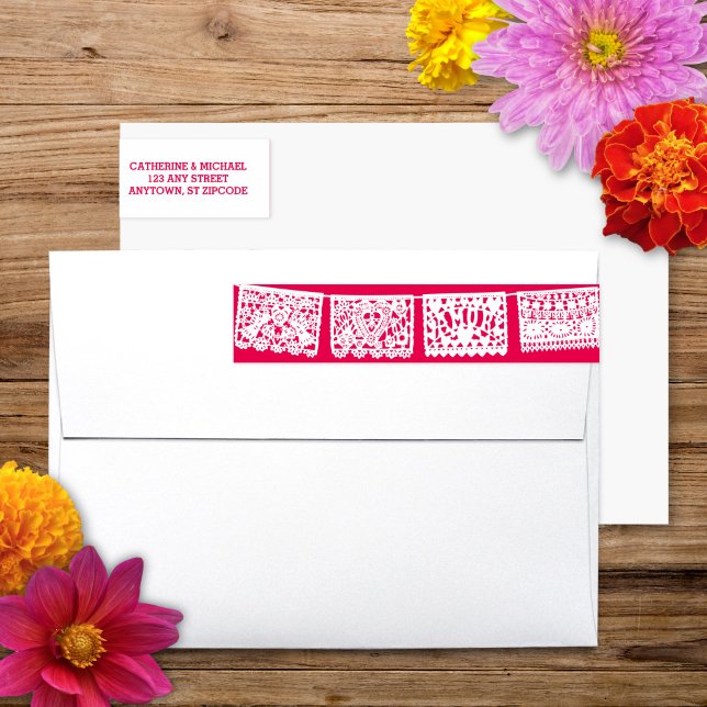 Papel Picado Hot Pink | Return Address Wrap Label (Creator Uploaded)