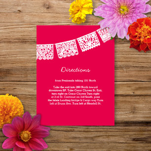 Papel Picado Hot Pink Wedding Directions Card