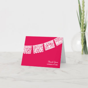 Papel Picado Hot Pink Wedding Thank You Card
