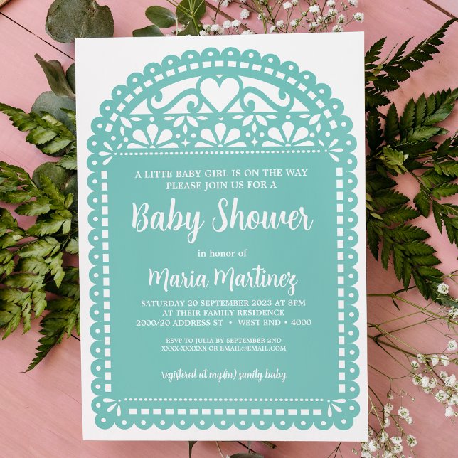 Papel Picado Inspired Green Baby Shower Invitation (Creator Uploaded)