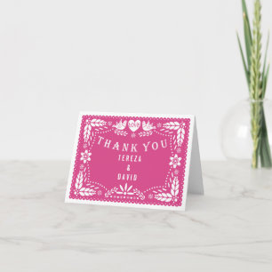 Papel picado love birds pink wedding Thank You
