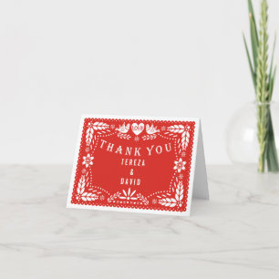 Papel picado love birds red wedding Thank You Card