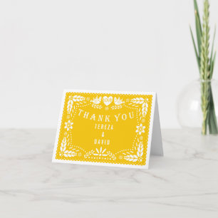 Papel picado love birds yellow wedding Thank You