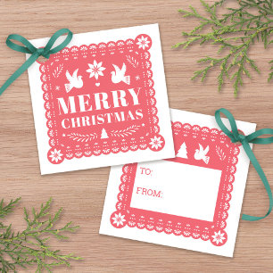 Papel Picado Mexican Christmas Gift Tag
