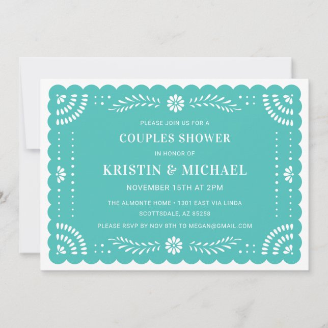 Papel Picado Mexican Couples Shower Invitation (Front)
