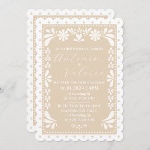Papel Picado Mexican Neutral Wedding Invitation