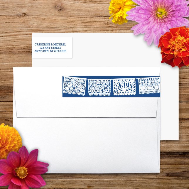 Papel Picado Navy Blue | Return Address Wrap Label (Creator Uploaded)
