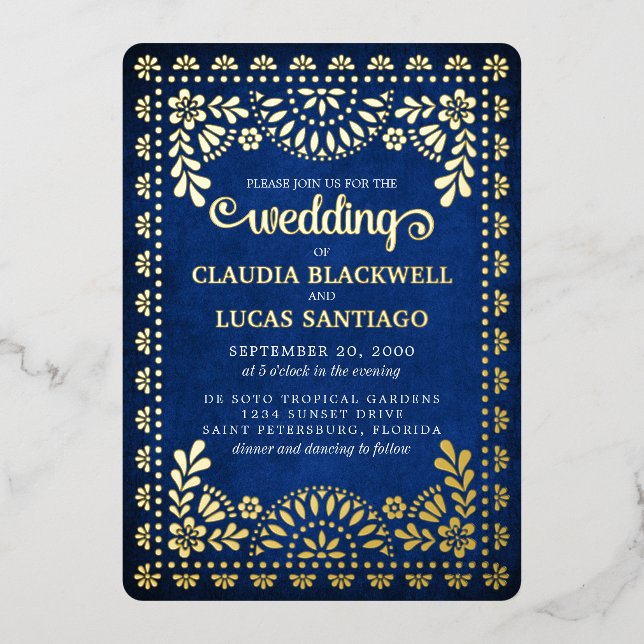 Papel Picado Navy Wedding (Front)