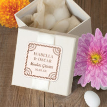 Papel Picado Neutral Colours Wedding Favour Sticke