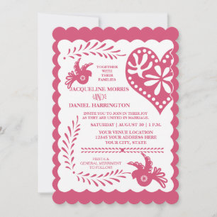 Papel Picado Pink Lime Fiesta Wedding Banner Invitation