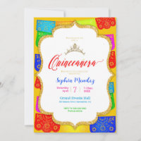 Papel Picado Quinceanera Invitation
