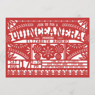 Papel Picado Quinceañera Invitation