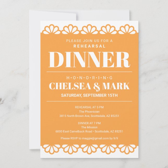 Papel Picado Rehearsal Dinner Invitation (Front)