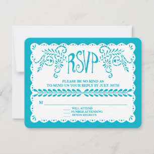 Papel Picado RSVP Blue Aqua Fiesta Wedding Banner
