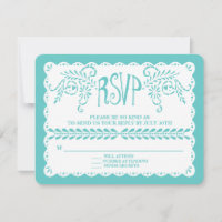 Papel Picado RSVP Blue Aqua Fiesta Wedding Banner