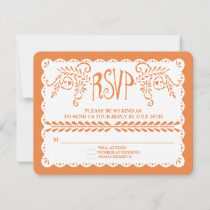 Papel Picado RSVP Orange Fiesta Wedding Banner Card