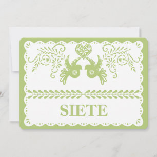 Papel Picado Siete Seven Table Number Gold Fiesta