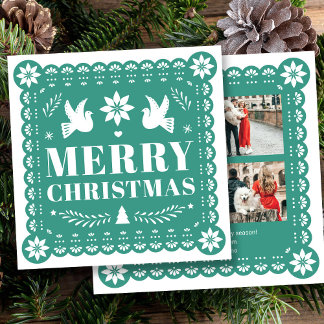 Papel Picado Style Photo Christmas Card