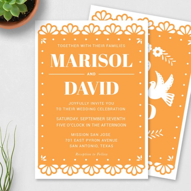 Papel Picado Style Wedding Invitation With Doves (Creator Uploaded)