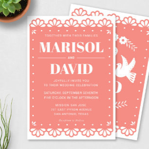Papel Picado Style Wedding Invitation With Doves