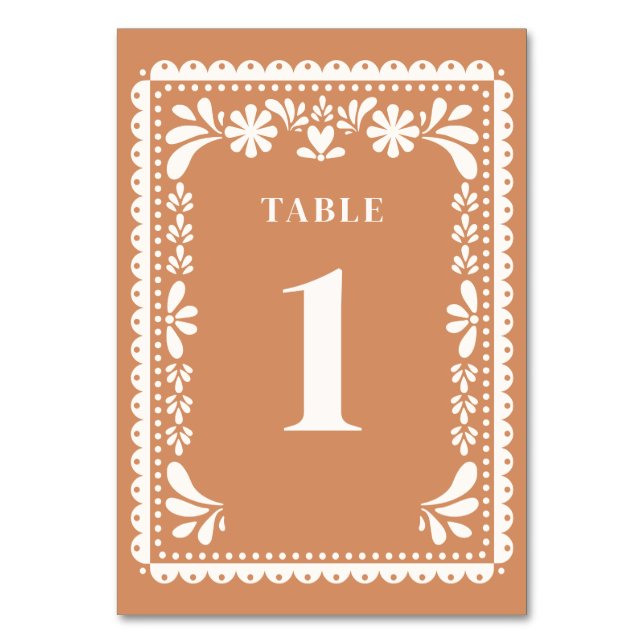 Papel Picado Table Numbers Mexican Hacienda Sign (Back)