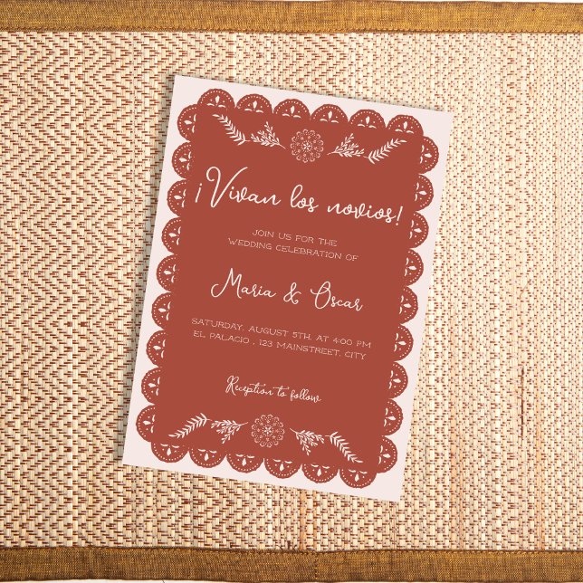 Papel Picado Terracotta Mexican Talavera Wedding Invitation (Papel Picado Terracotta Mexican Talavera Wedding Invitation)