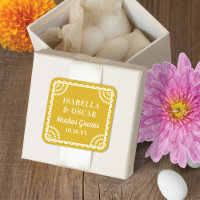 Papel Picado Warm Yellow Wedding Favour Sticker