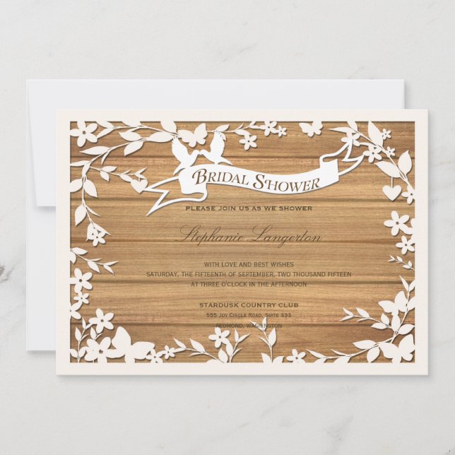 Papel Picado Wedding Invitation - Lovely Doves (Front)