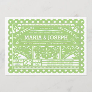 Papel Picado Wedding Invite - Green