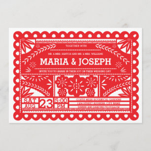 Papel Picado Wedding Invite - Red