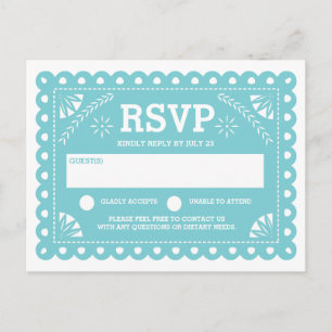 Papel Picado Wedding RSVP Invitation Postcard