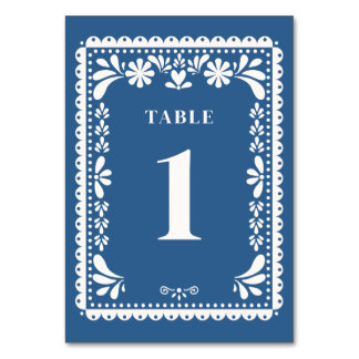 Papel Picado Wedding Table Numbers Blue Mexican