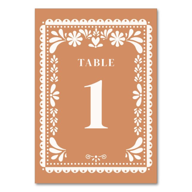 Papel Picado Wedding Table Numbers Modern Mexican (Front)