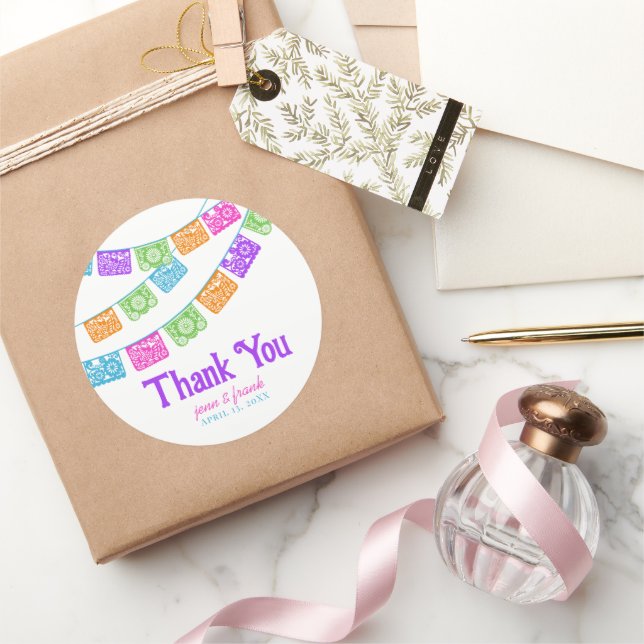 Papel Picado Wedding Thank You Favour Labels (Gifting)
