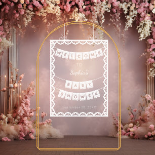 Papel Picado Welcome Baby Shower Acrylic Sign