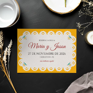 Papel Picado Yellow Nuestra Boda Spanish Wedding Save The Date
