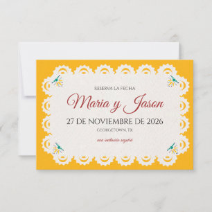 Papel Picado Yellow Nuestra Boda Spanish Wedding Save The Date