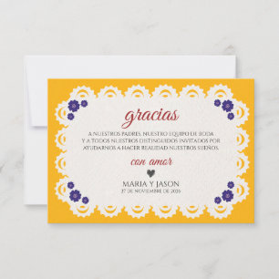 Papel Picado Yellow Nuestra Boda Spanish Wedding Thank You Card