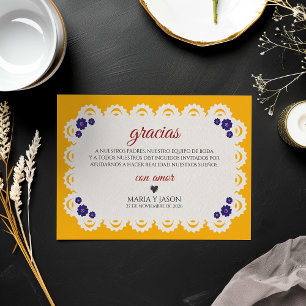 Papel Picado Yellow Nuestra Boda Spanish Wedding Thank You Card