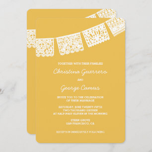 Papel Picado Yellow   Wedding Invitation