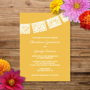 Papel Picado Yellow Wedding Invitation