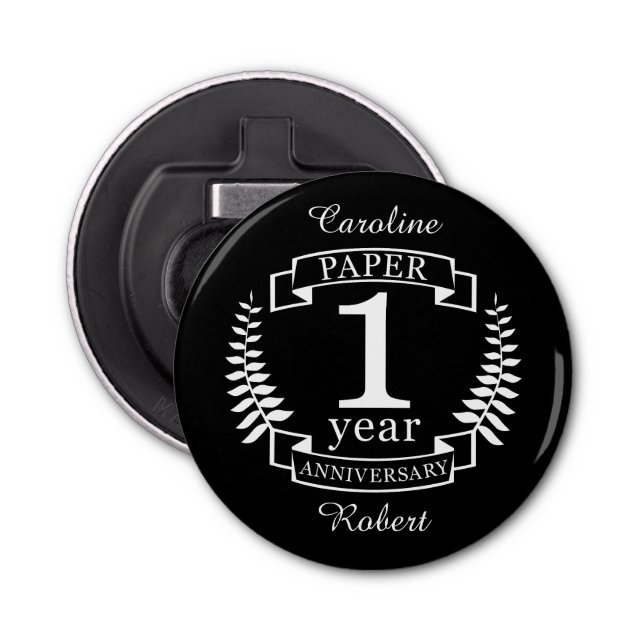 Paper 1st wedding anniversary 1 year bottle opener (Front)