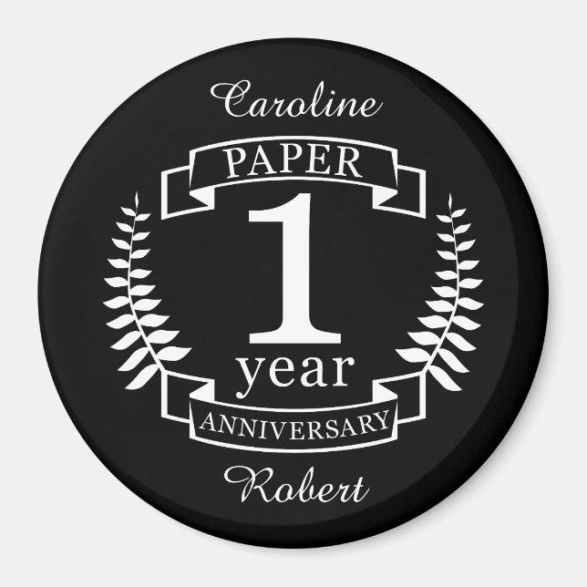Paper 1st wedding anniversary 1 year magnet (Front)