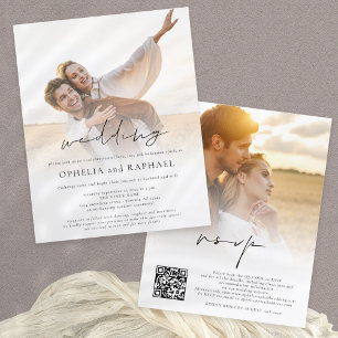 PAPER 2 Photos Overlay Boho Wedding Invitation 