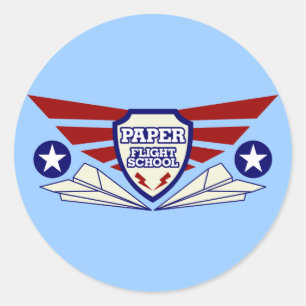Paper Aeroplane Flight School Classic Round Sticker