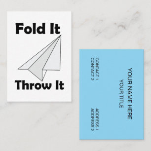 Paper Aeroplane Fold It Throw It Craft Paper Business Card