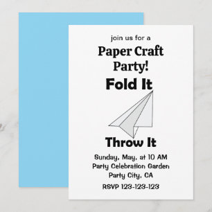 Paper Aeroplane Fold It Throw It Paper Craft Party Invitation