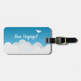 Paper Aeroplane in the Sky Bon Voyage Going Away Luggage Tag