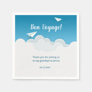 Paper Aeroplane in the Sky Going Away Party Napkin